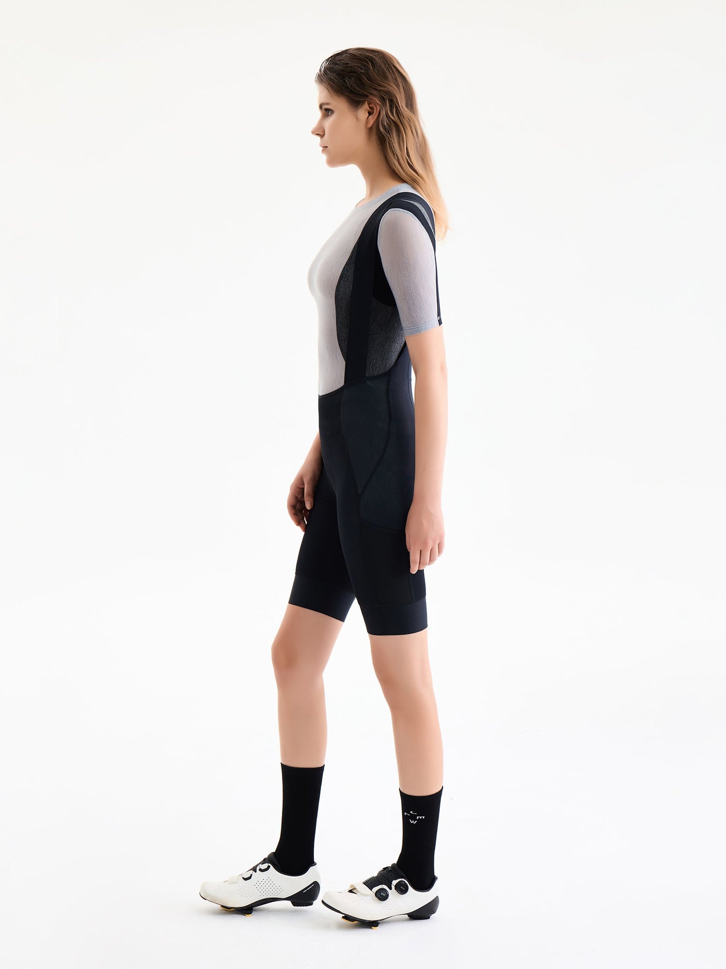 High-rise Back Thermal Bib Shorts