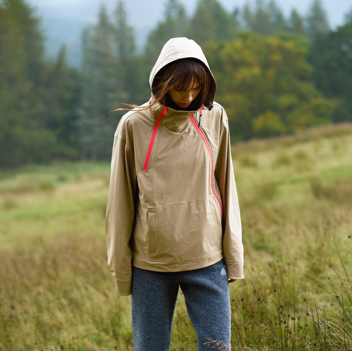 Asymmetrical Zippered Splash-proof Jacket