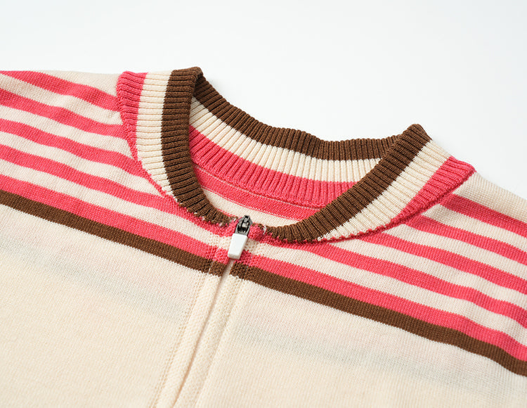 Vintage Half Zip Script Short Sleeve Sweater