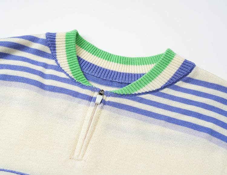 Vintage Half Zip Script Short Sleeve Sweater